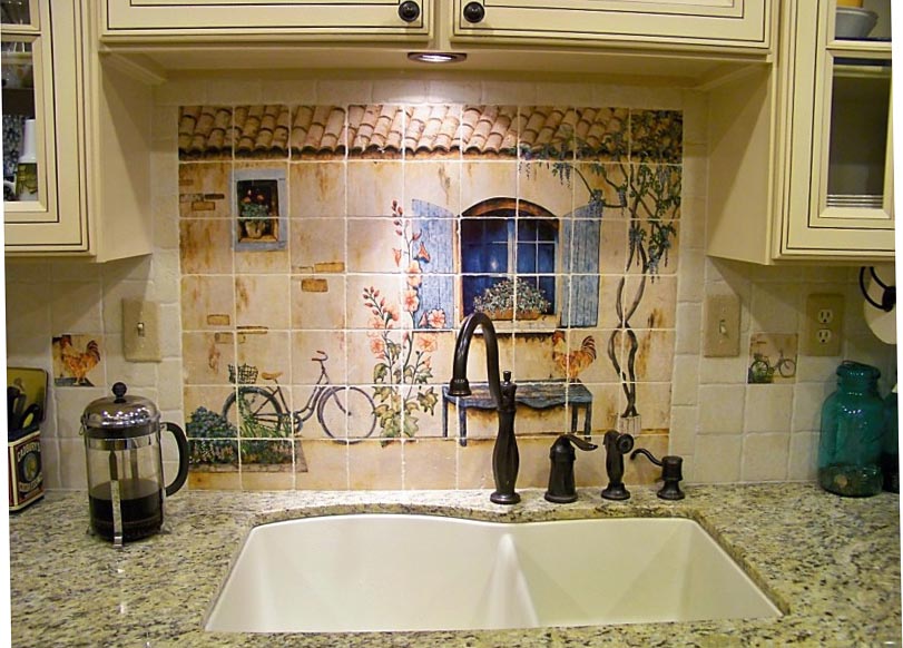 french country kitchen backsplash tiles photo - 5