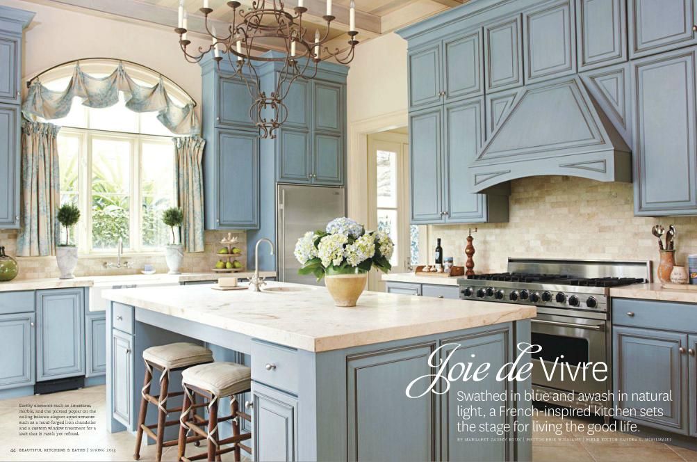 french country kitchen blue photo - 1