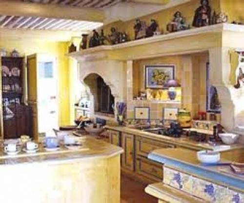 french country kitchen blue photo - 2