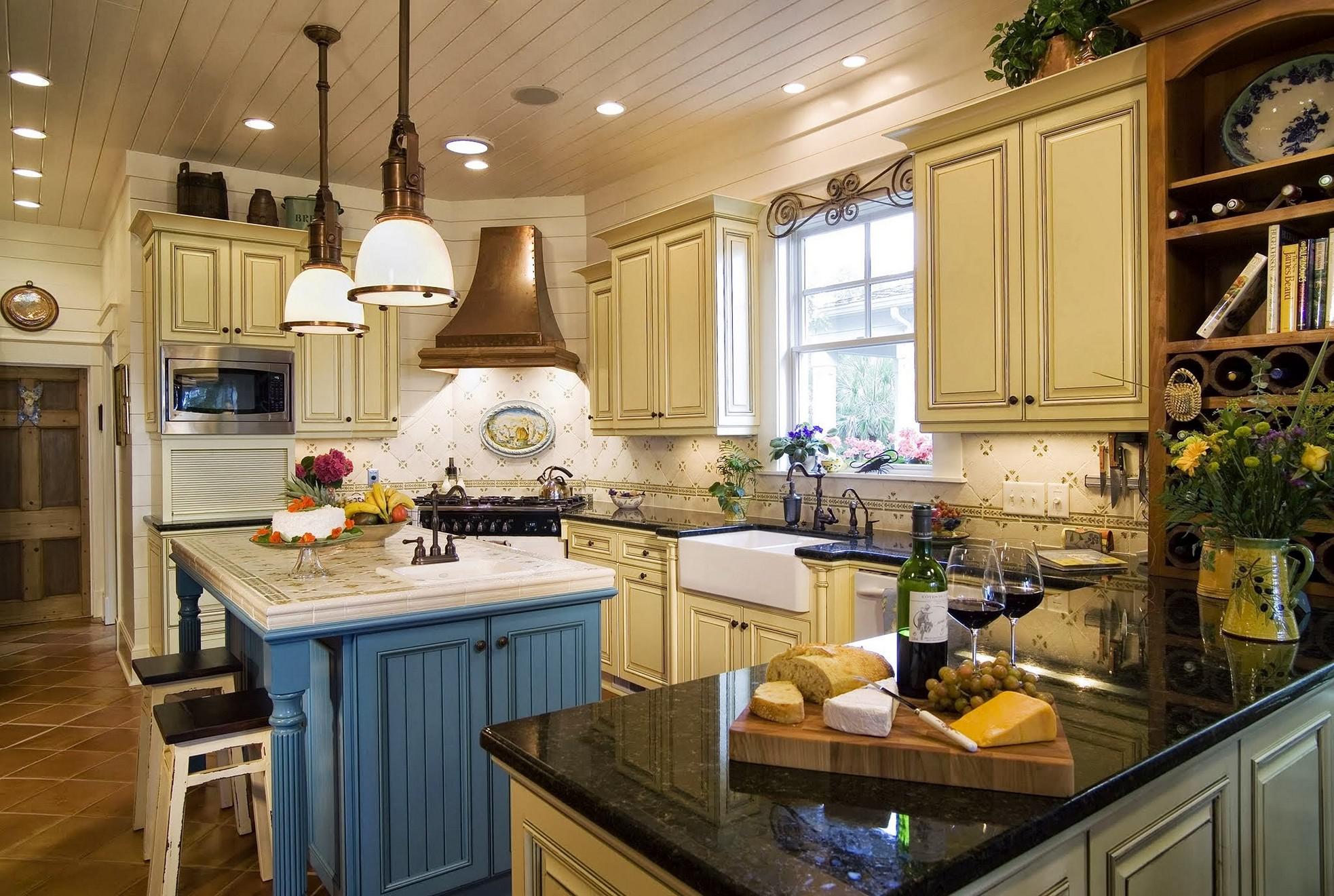 french country kitchen blue photo - 3