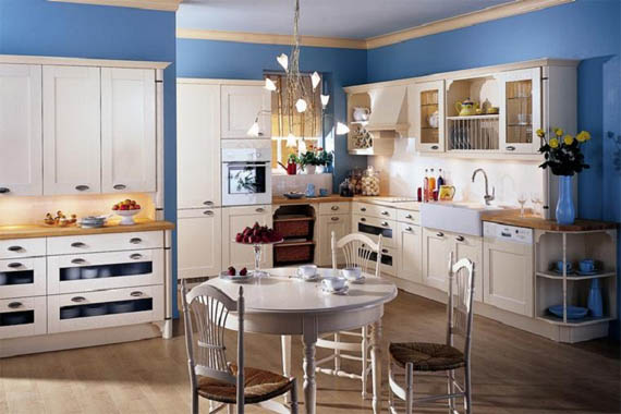 french country kitchen blue photo - 4