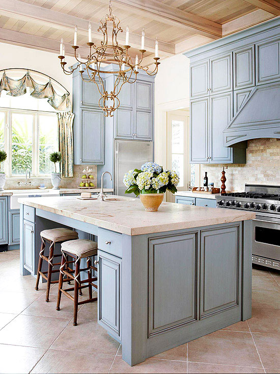 french country kitchen blue photo - 7