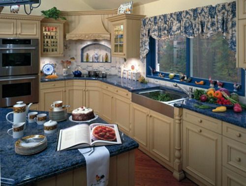 french country kitchen blue photo - 8