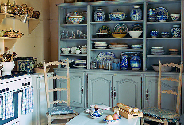french country kitchen blue photo - 9