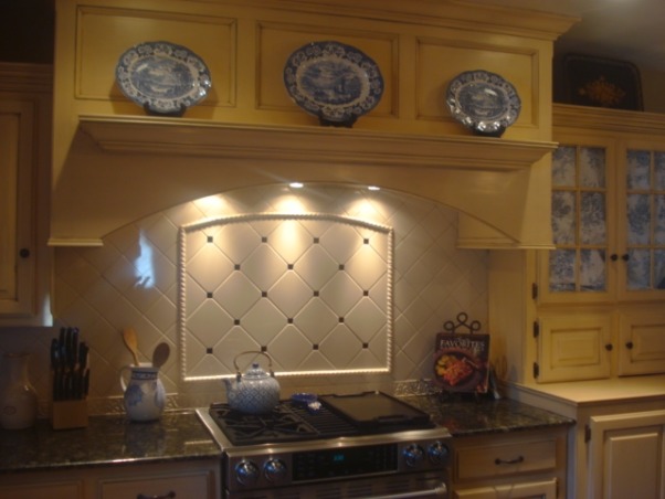 french country kitchen blue and yellow photo - 2
