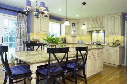 french country kitchen blue and yellow photo - 4