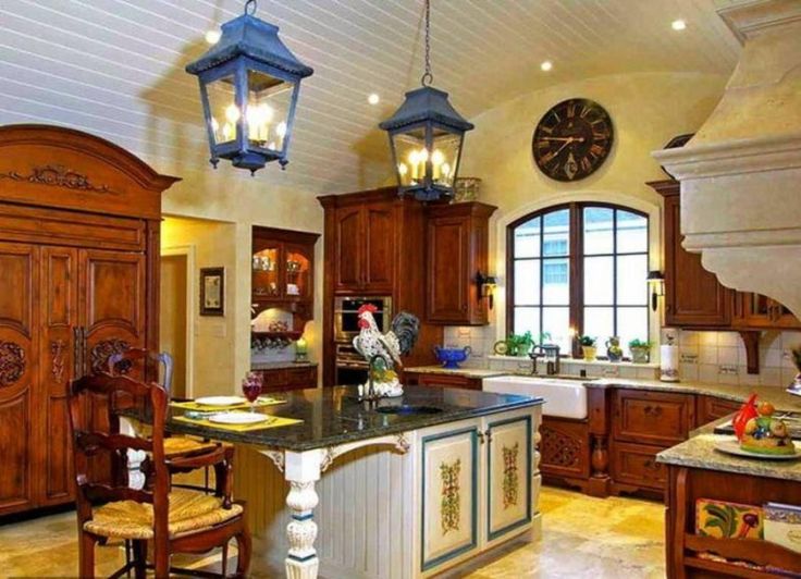 french country kitchen blue and yellow photo - 9