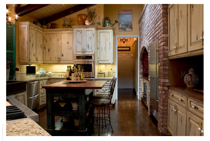 french country kitchen cabinets design photo - 7
