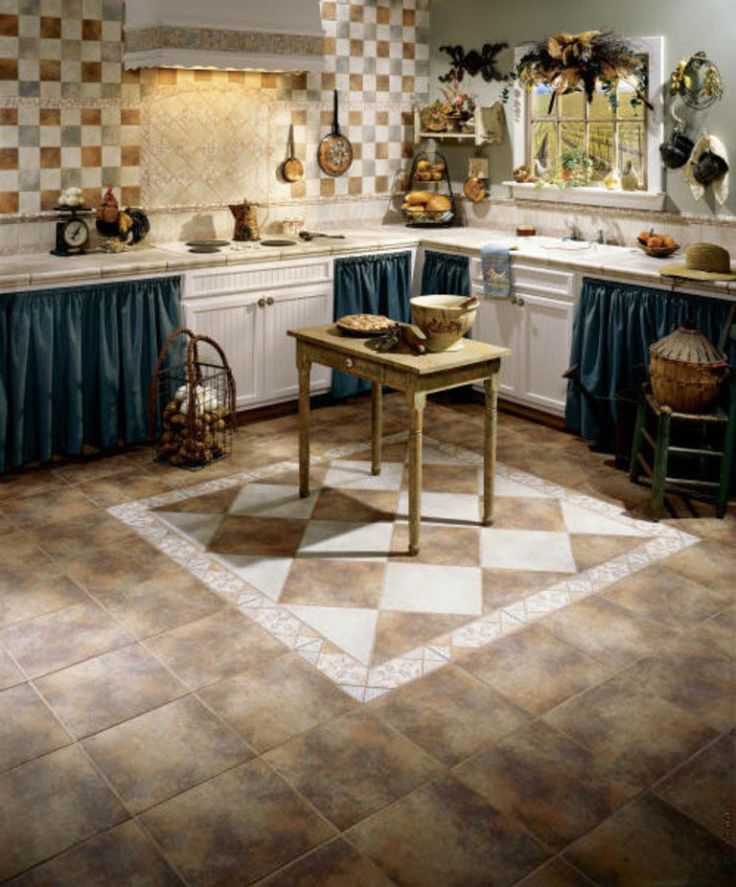 french country kitchen flooring photo - 2