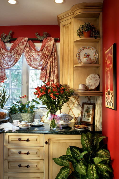french country kitchen red photo - 5