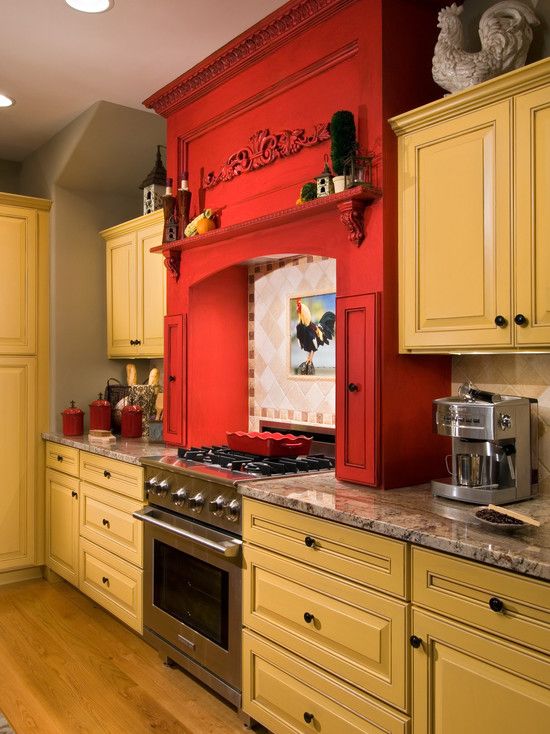 french country kitchen red photo - 6
