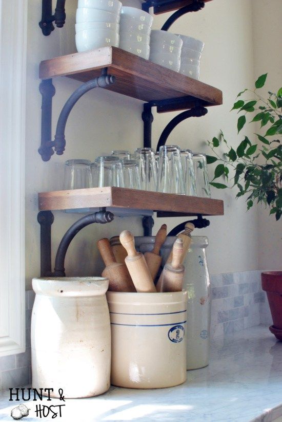 french country kitchen shelves photo - 5