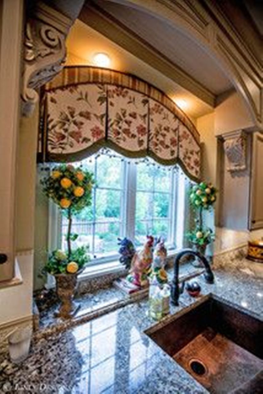 french country kitchen windows photo - 5