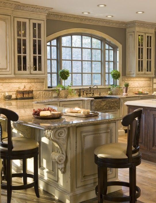french country kitchen windows photo - 6