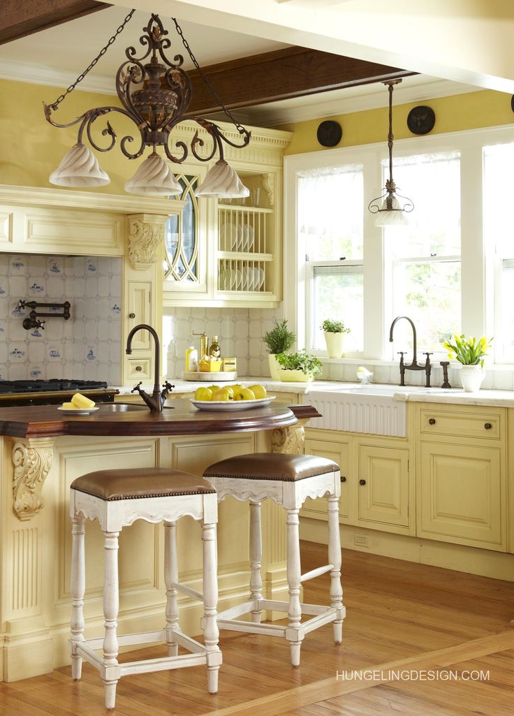 french country kitchen yellow photo - 2