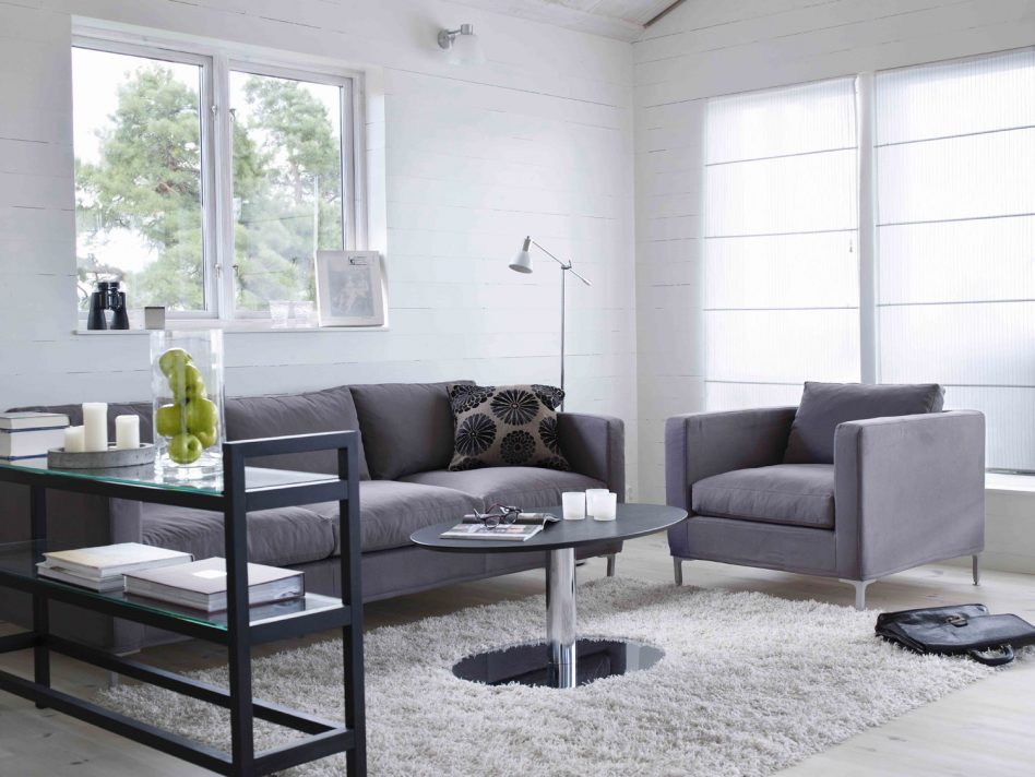 gray room with white furniture photo - 2