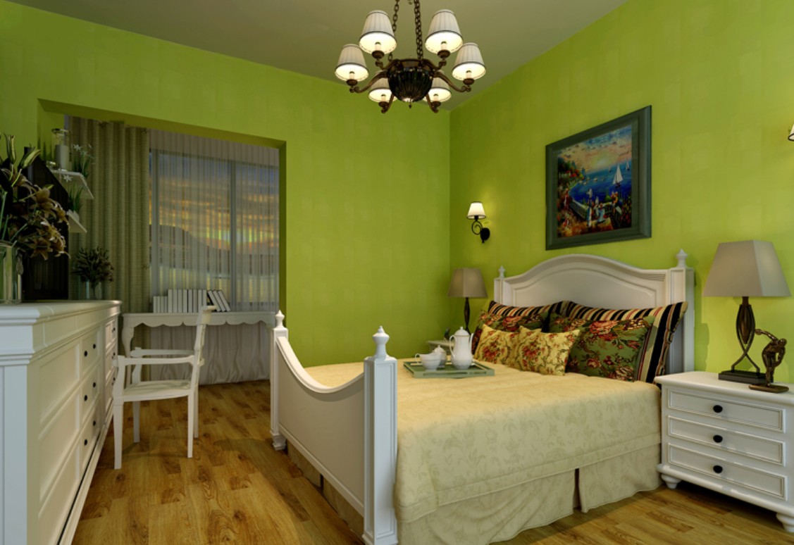green room with white furniture photo - 2