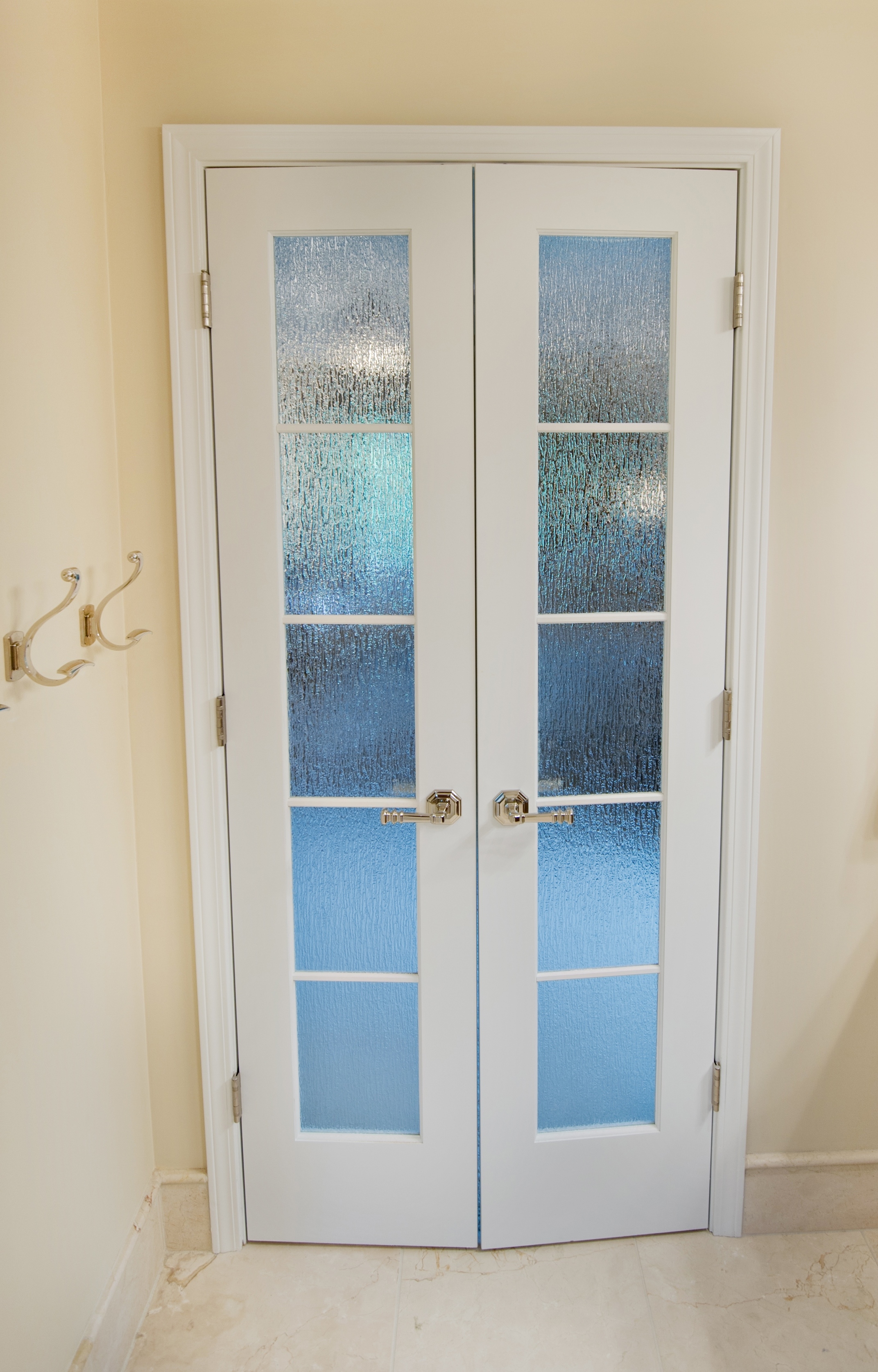 Interior french doors with rain glass | Hawk Haven