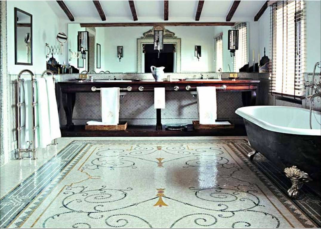 italian tile bathroom floor photo - 9