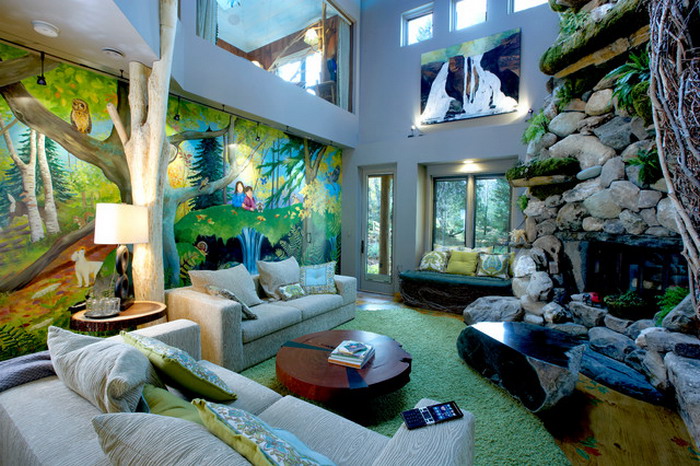 jungle living room designs photo - 2