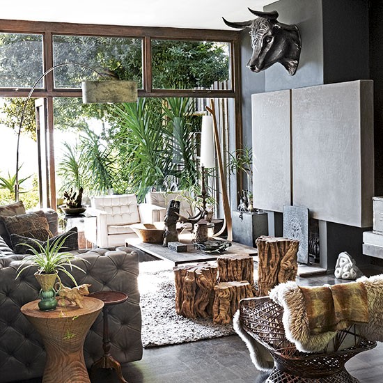 jungle living room designs photo - 7