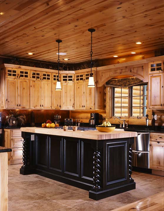 kitchen cabinet ideas for log homes photo - 7