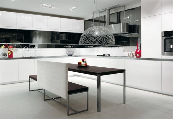 kitchen design ideas black and white photo - 10