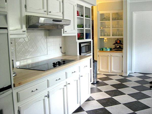 kitchen floor tile black and white photo - 3