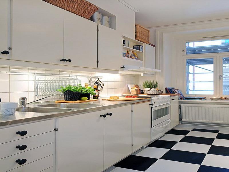 kitchen floor tile black and white photo - 8