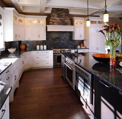 kitchen white cabinets black granite photo - 4