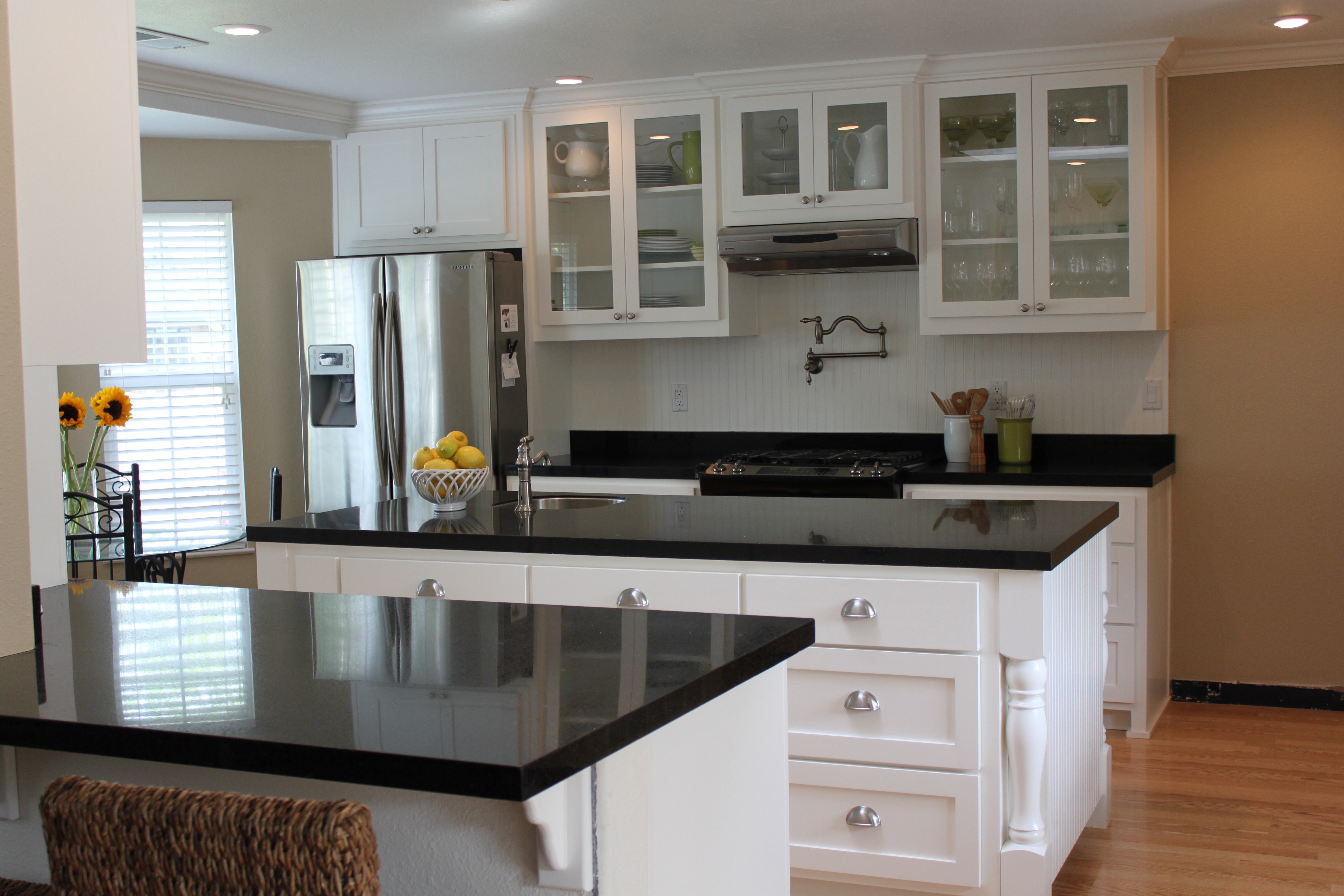Kitchen white cabinets black granite | Hawk Haven