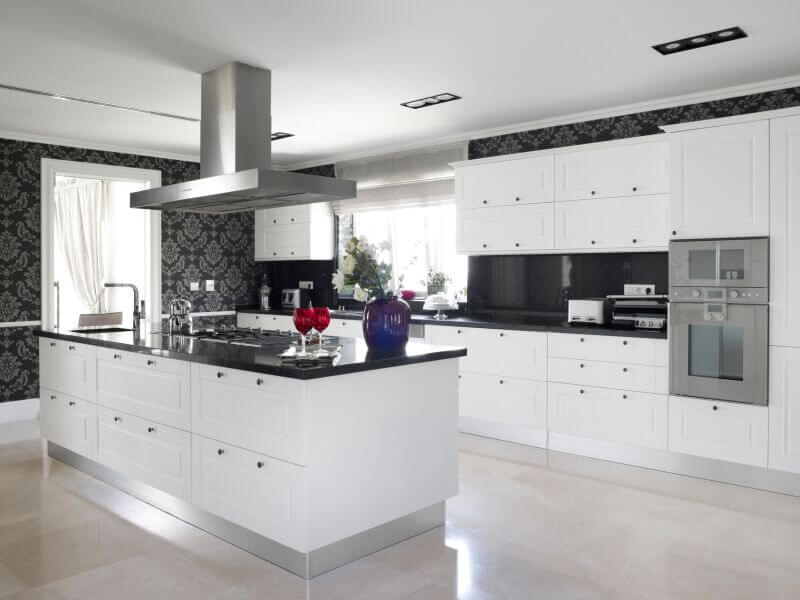 kitchen white cabinets black granite photo - 9