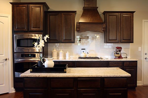 kitchen white cabinets dark backsplash photo - 4