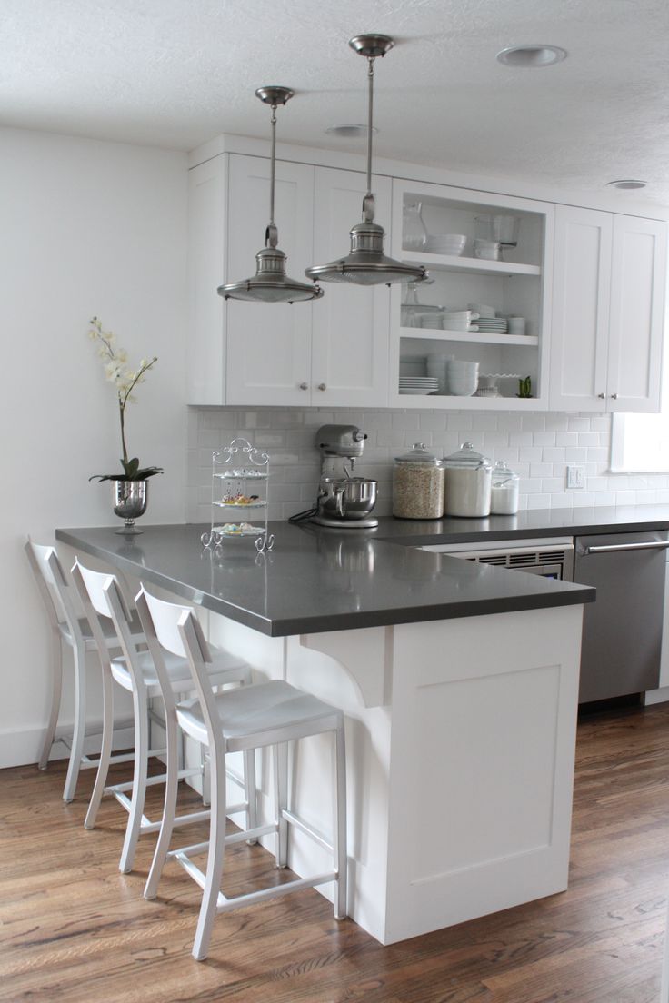 kitchen white cabinets grey countertop photo - 1