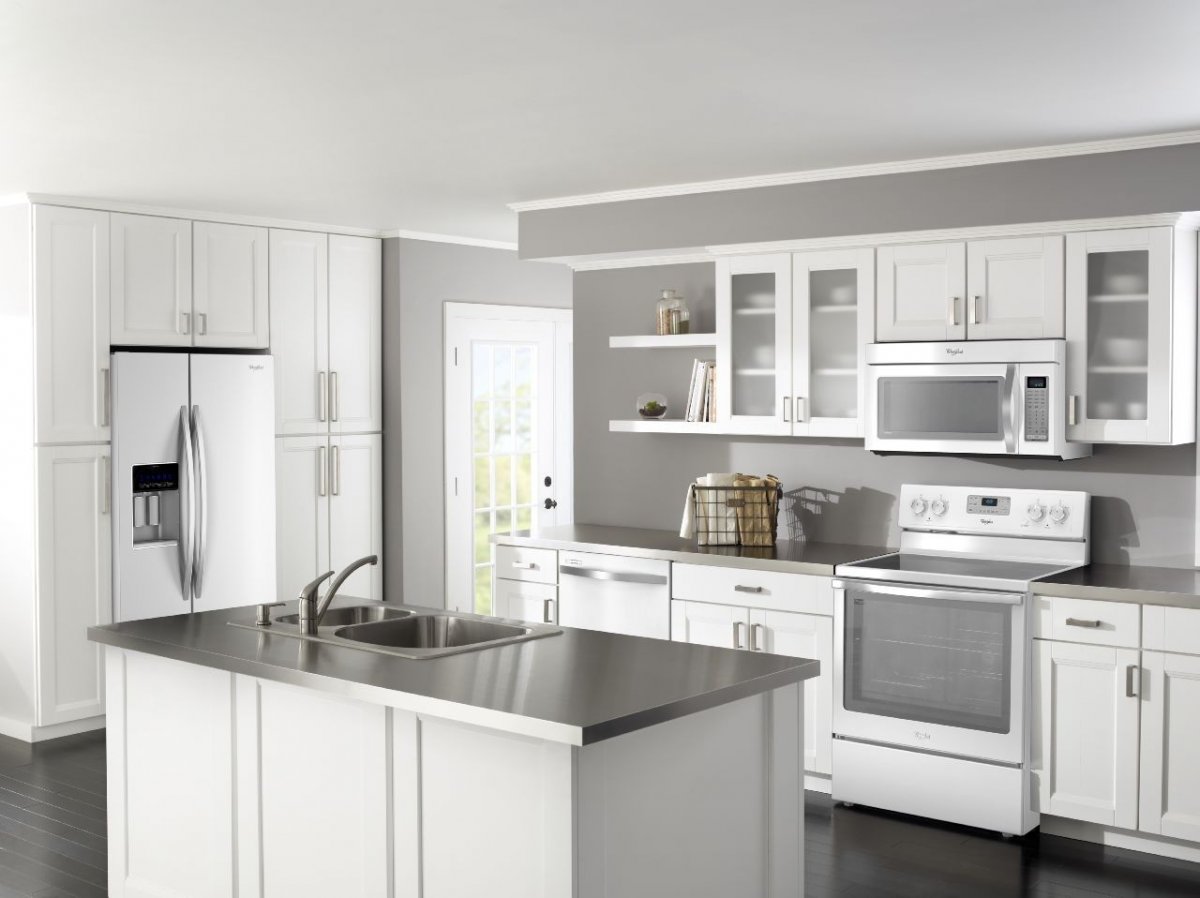 kitchen white cabinets stainless appliances photo - 1