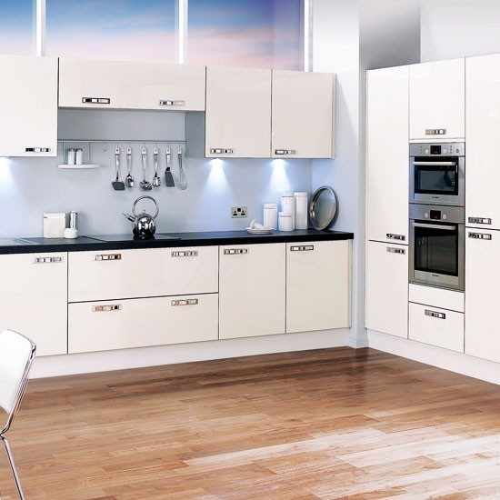 l shaped kitchen with white cabinets photo - 5