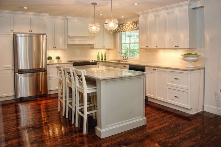 l shaped kitchen with white cabinets photo - 6
