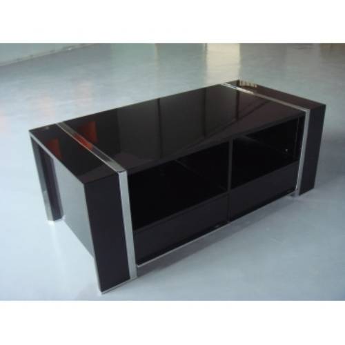 lachlan glossy black sofa table photo - 2