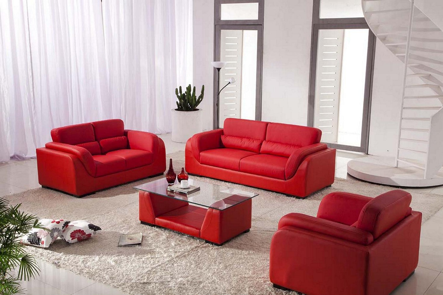 living room design red couch photo - 3