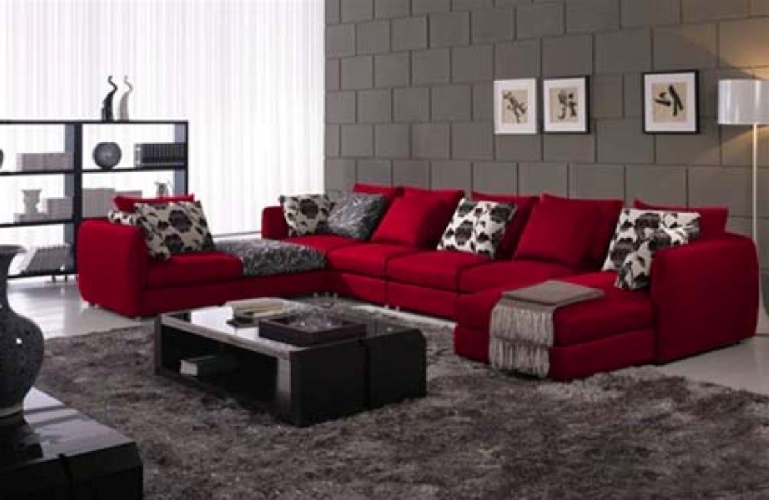 living room design red couch photo - 8