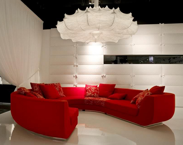 living room design red sofa photo - 8