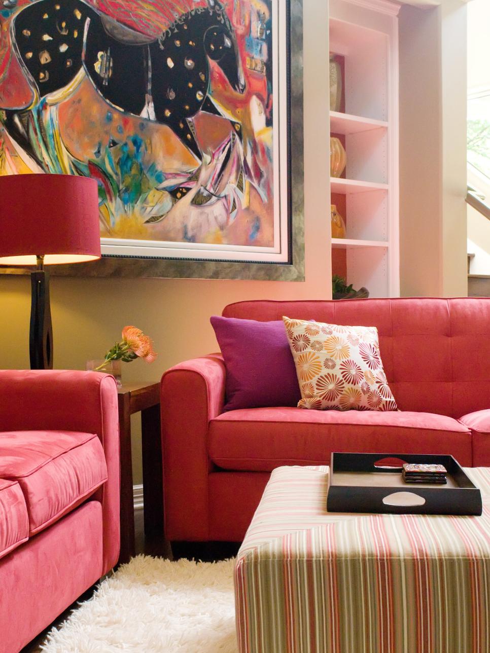 living room design red sofa photo - 9