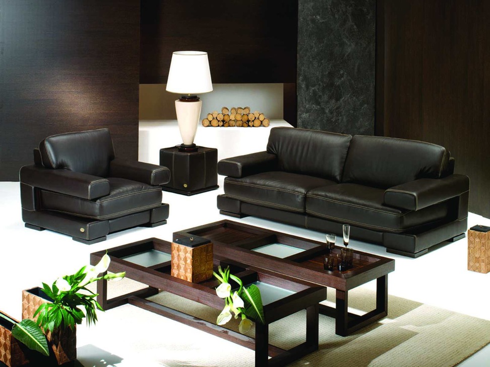 living room designs black sofa photo - 3