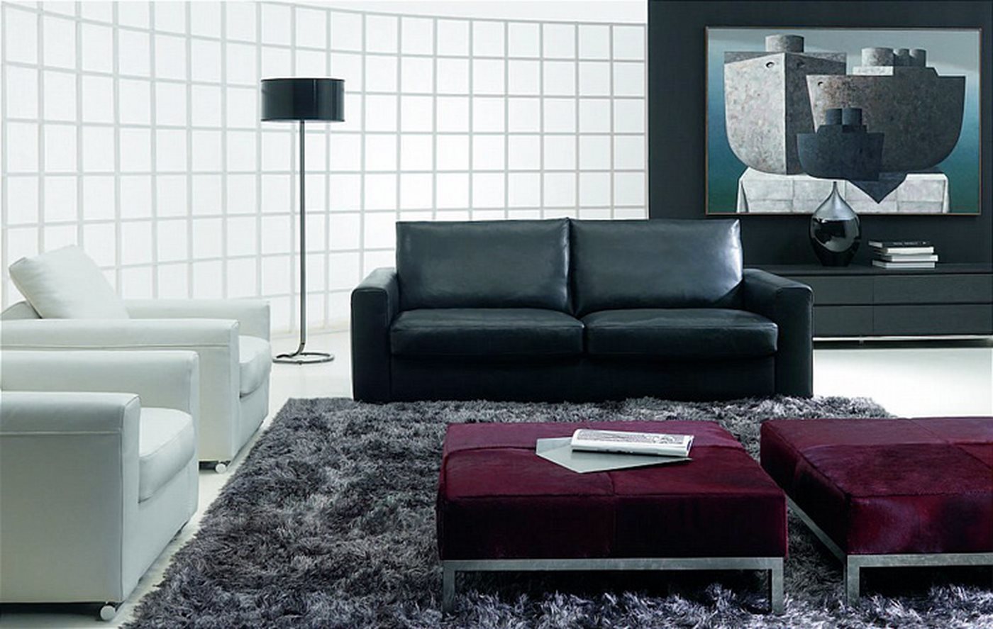 living room designs black sofa photo - 7