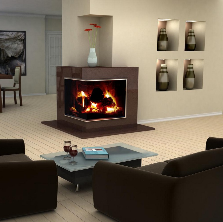 living room designs corner fireplace photo - 5