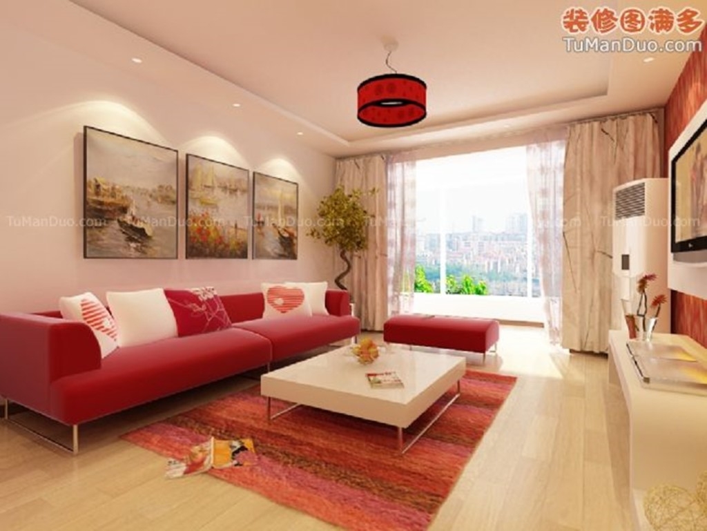 living room designs red photo - 4