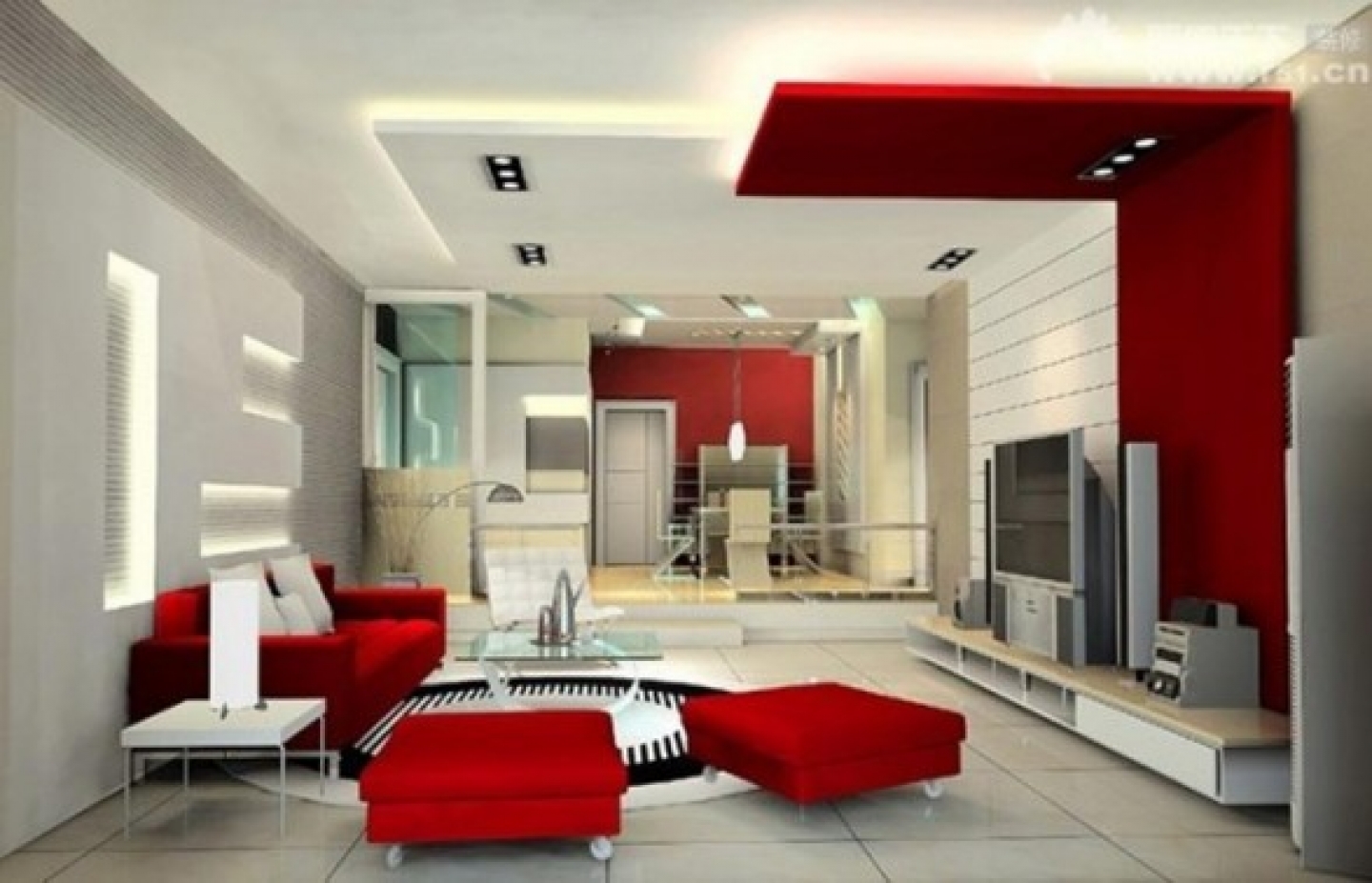 living room designs red photo - 5