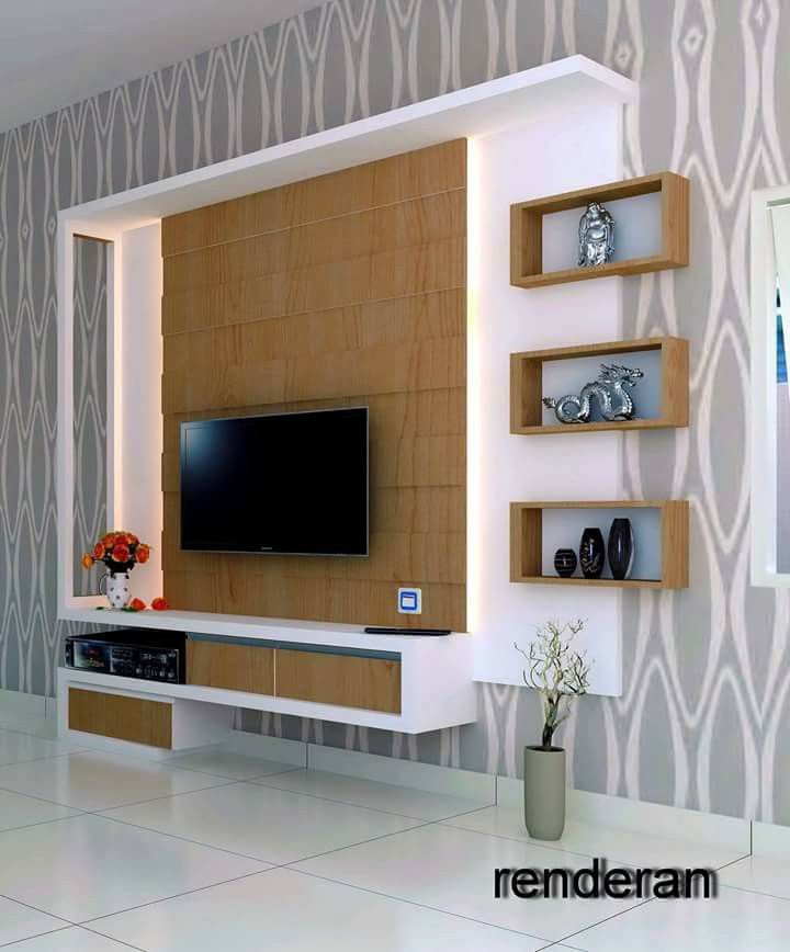 living room lcd tv wall unit design ideas photo - 8