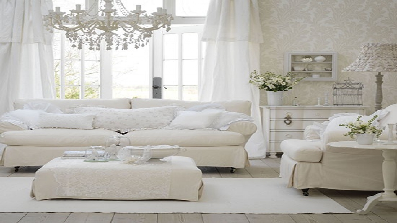 living room with white furniture photo - 4