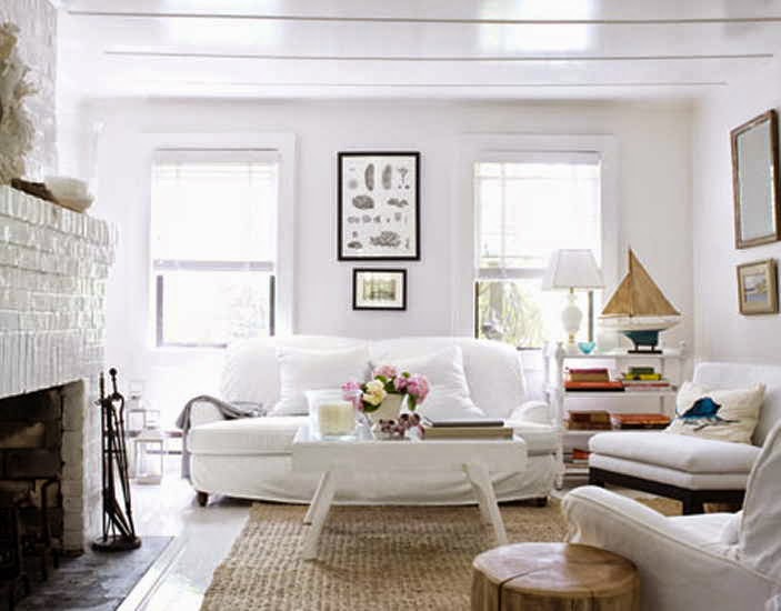 living room with white furniture photo - 5